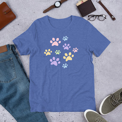 Colorful Paw Prints T-Shirt - Rainbow Pet Paw Tee for Dog & Cat Lovers - Unisex Cotton Shirt - Animal Lover Gift - Casual Wear